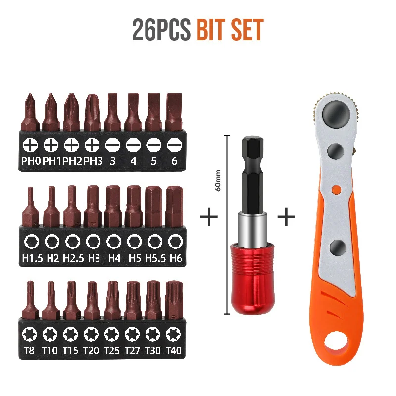 Hi-Spec Dismountable Drill Tools Set TORX Star Screw Driver Kit Bits Handle Set CR-V Spanner Screwdriver Set Free Shipping