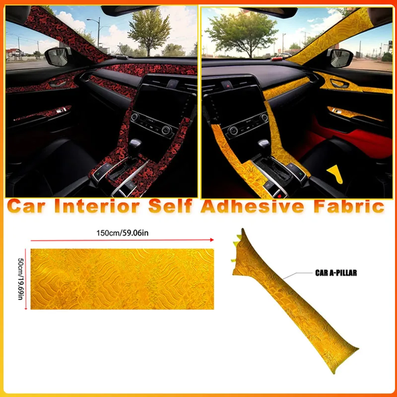 

Для дверной панели ABC, ремонт столба, самоклеящаяся ткань, модификация салона автомобиля, вышивка, модная наклейка из полиэфирной ткани