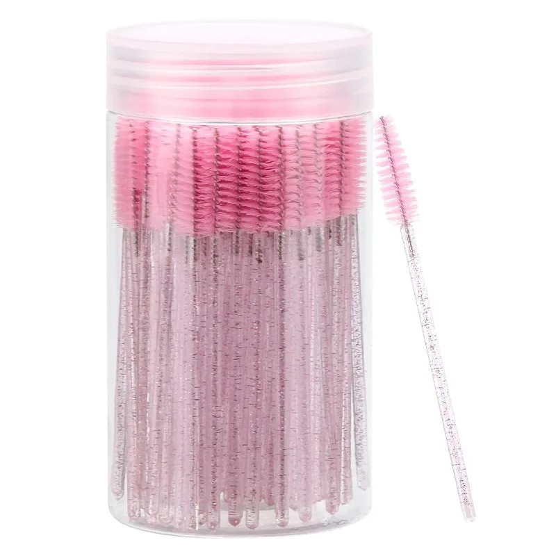 50/100 Uds varitas de rímel desechables cepillo de carretes de cejas de cristal para extensiones de pestañas cepillos de pestañas aplicador de varita de rímel