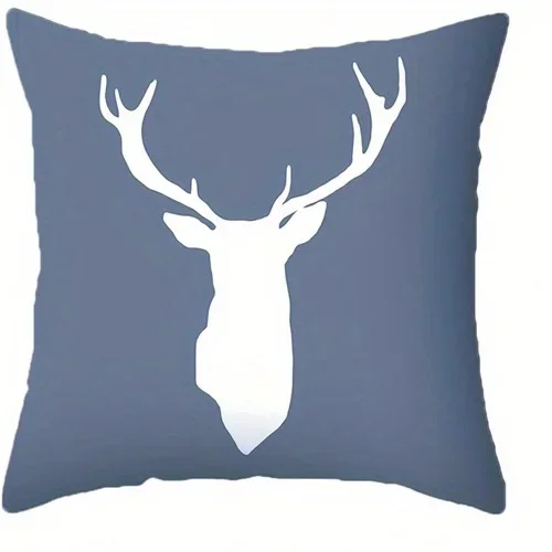 Home Decor Deer Head & Floral Lady & Musical Note Pillows Pattern Cushion Cover Suitable for Sofa Bedroom Car Pillow Cover
