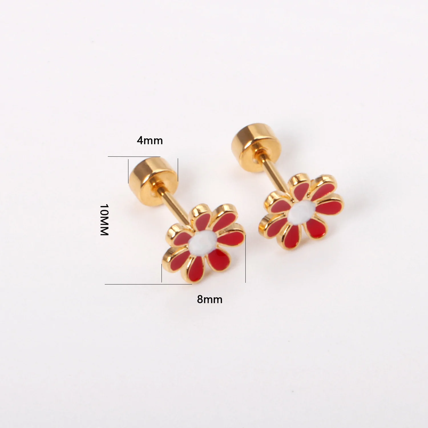 12Pair/Box Flower Daisy Stainless Steel Stud Earrings With Glitter Trendy Cute Hypoallergenic Casual Earrings Jewelry Gift 2024