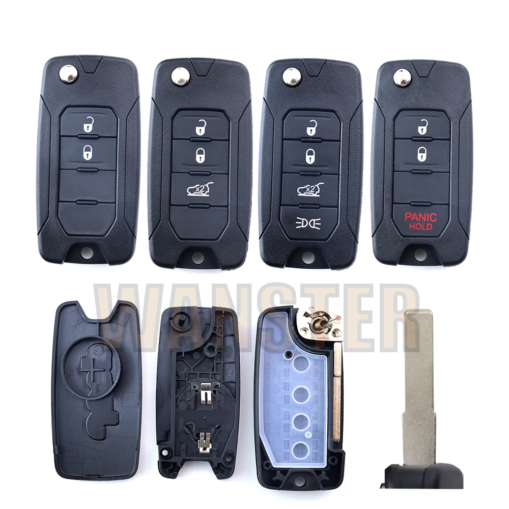 Car Key Fob Case Shell Housing for Jeep Renegade Compass 2016 2019 2020 2021 for Fiat 500X 2015 2017 2018