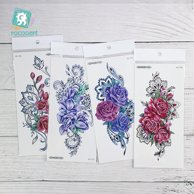 18 Different Styles Fashion Floral Arm Tattoo Stickers Waterproof Temporary Sketch Flower Simple Flower Sternum Tattoo Stick