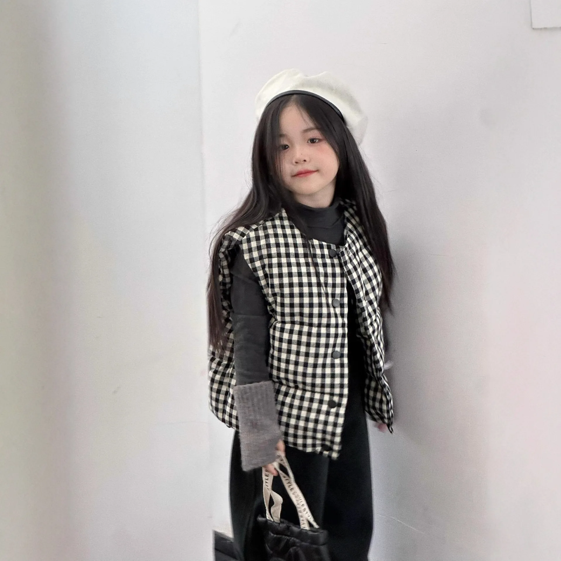 

Kids Base Layer Vest Jacket Dress Waistcoat Tops Childrens Coats Fashion Winter New Item Boys Girls Checkered Down Cotton Warm