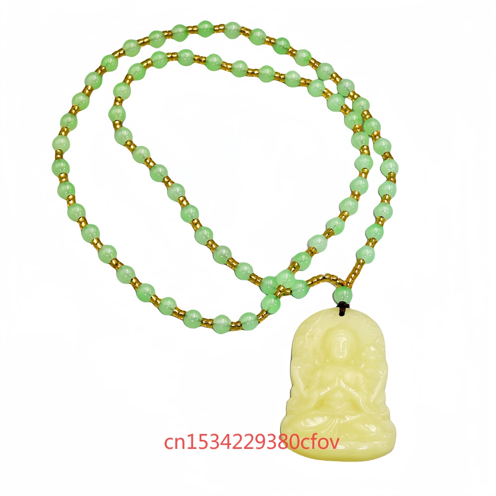 Colgante de Jade amarillo Natural Kirin, collar de Bodhisattva, amuleto chino, regalos para hombres y mujeres, joyería de jadeíta tallada, encanto de moda