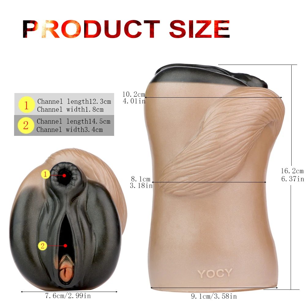 GEEBA masturbatore maschile in Silicone a doppio canale Fantasy Animal Horse tazza per masturbazione figa tascabile vaginale realistica giocattoli adulti del sesso