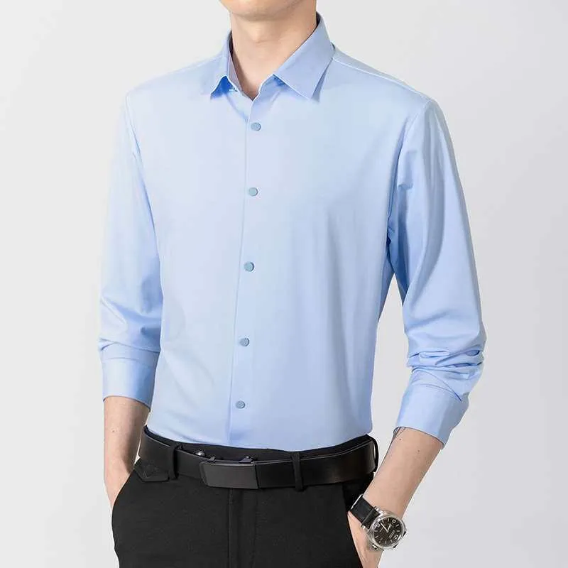 

Traceless Stretch Men's Color Shirt Long Sleeve Spring PU Leather One-piece Velvet Thin Unisex Field Style Stripe Pattern