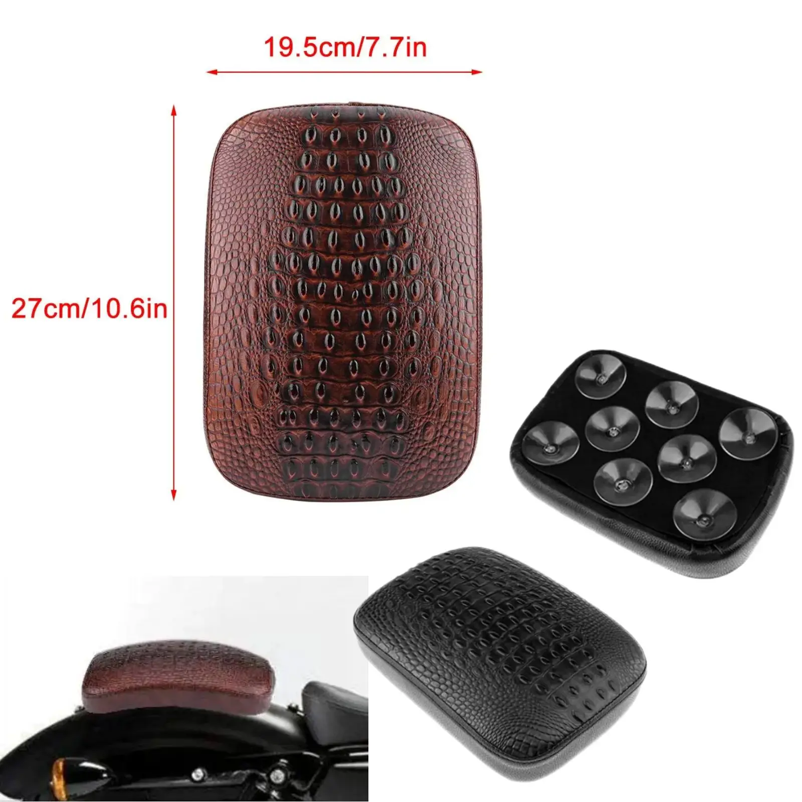 8Suction Cups Motorcycle Rear Passenger Pillion Pad Rectangular Pillion Passenger Pad Seat For Harley 883 1200 Choppers Bobber