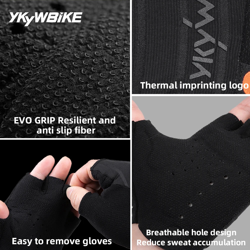 YKYW Sarung Tangan Setengah Jari Bersepeda Antarmuka Elastis Italia Sarung Tangan Olahraga Sepeda Pria Wanita Sejuk Antiselip Penyerap Guncangan