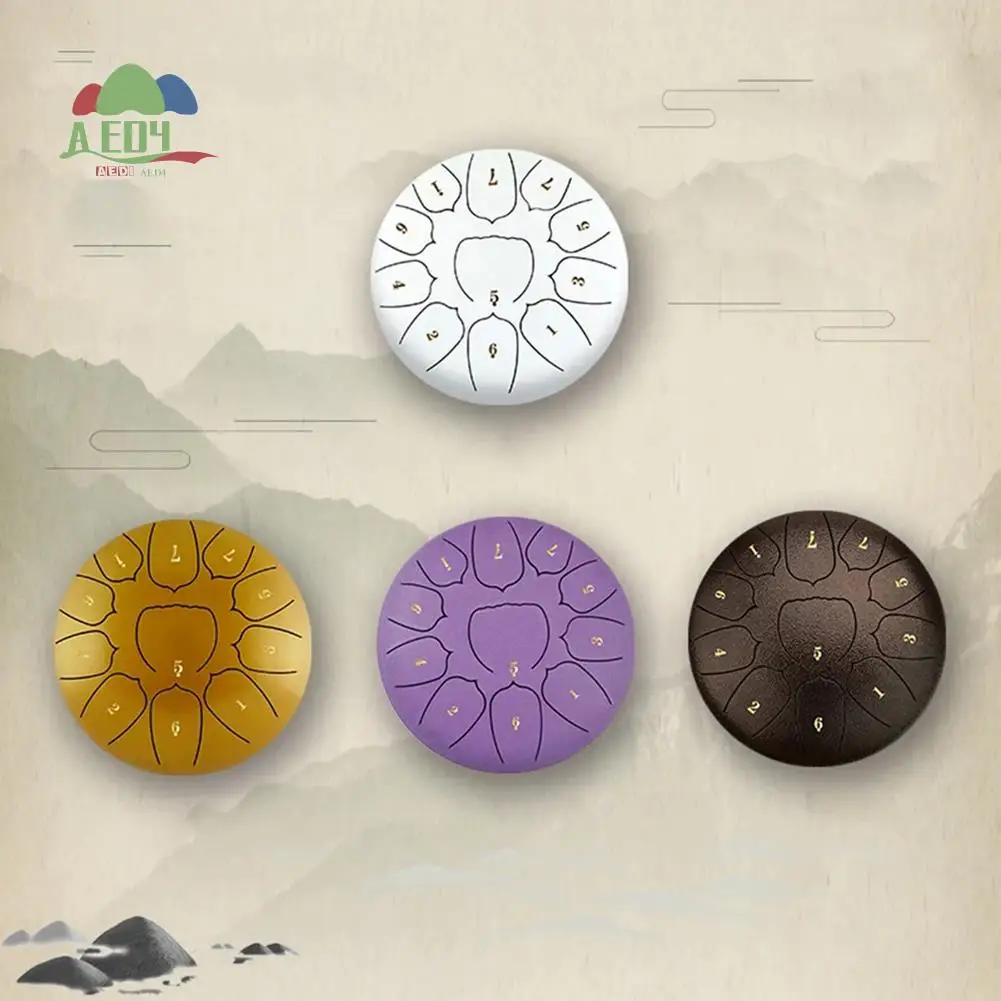 

AED4-6 Inch 11 Tone Steel Tongue Drum Hand Pan Drum Drumstick Percussion Music Instrument Tambourine Drum Accessories