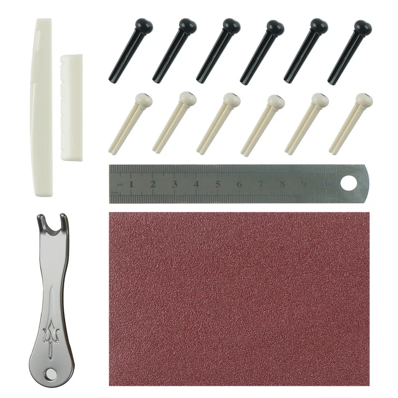 ギター用サンドペーパーセット,17パーツ,スチール,ネイル,サドル,ナット,アコースティック,牛,テールピース