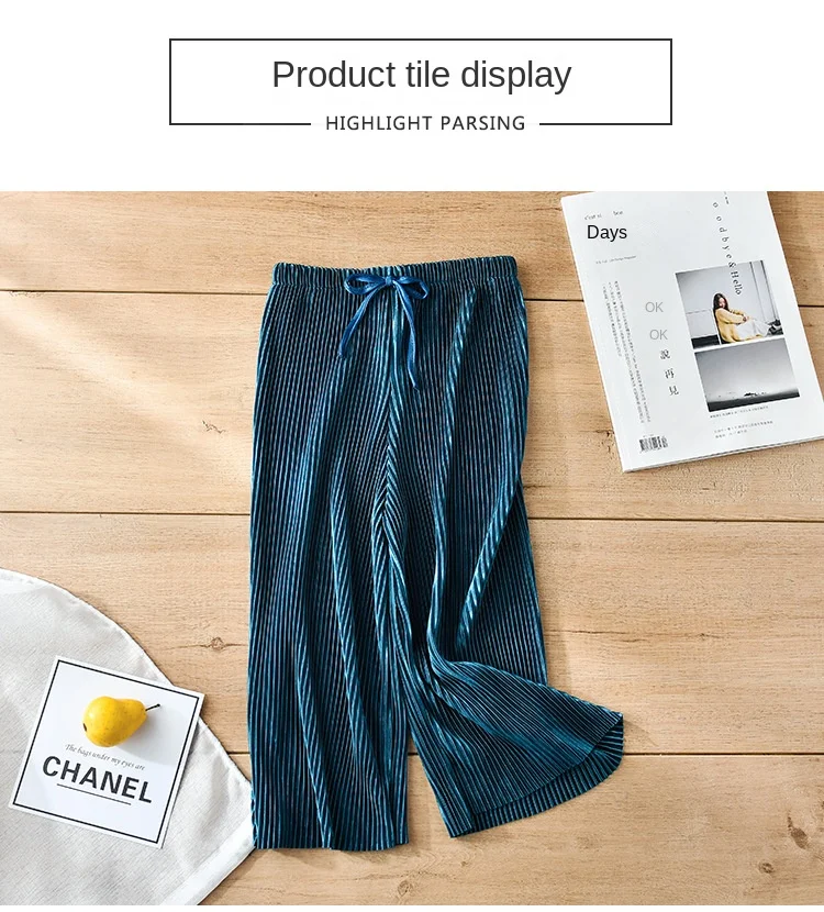 Schule Kinder Plissee Breite Bein Hosen Sommer Kleinkind Kinder Lose Beiläufige Feste Knöchel-Länge Hosen Teenager Mädchen Eis Seide Leggings – Detail 9