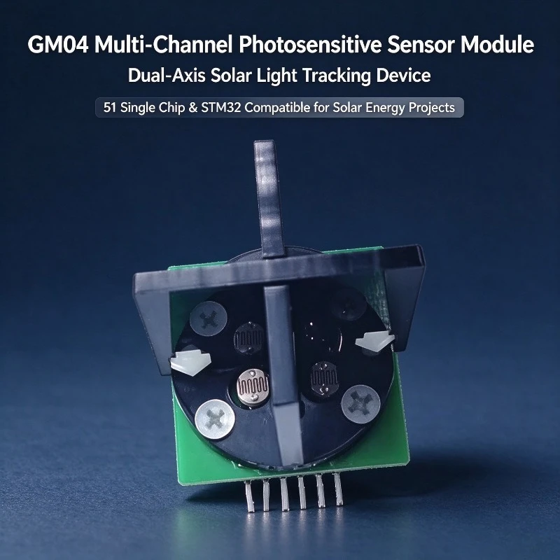 51 Single Chip GM04 Multi-Channel Photosensitive Sensor Module, Dual-Axis Solar Light Tracking Device, STM32 Compatible