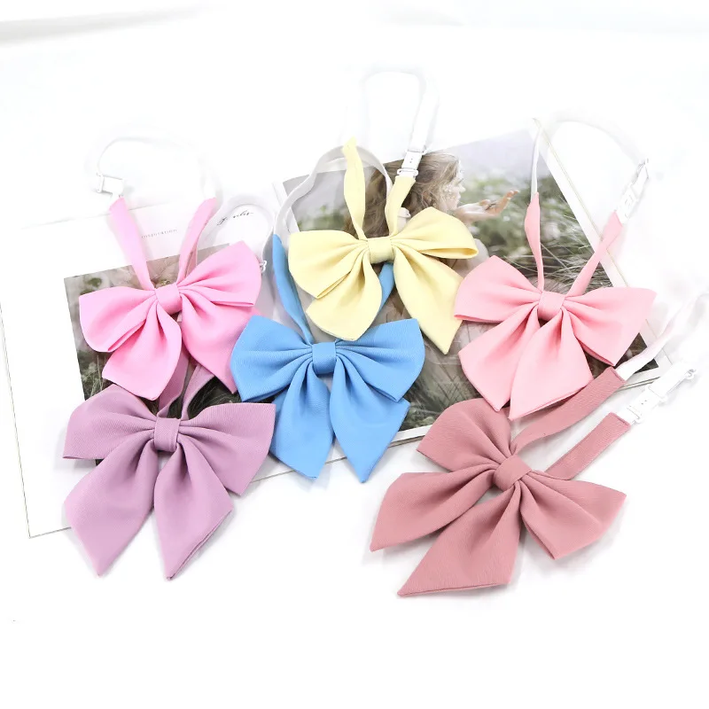 Moda JK Papillon Solido Rosa Blu Nero Fiocco Nodo 13 cm Larghezza Morbido Cotone Farfalla Uniforme DK Cravatta Donna Abbigliamento Quotidiano Camicia Cravatta