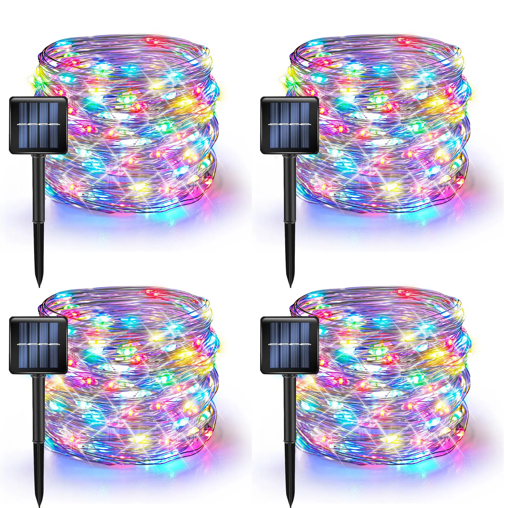 

4Pack Solar String Light Outdoor Total 420FT 1200LED Solar Powered Waterproof Fairy Light 8 Mode Silver Wire Light for Christmas
