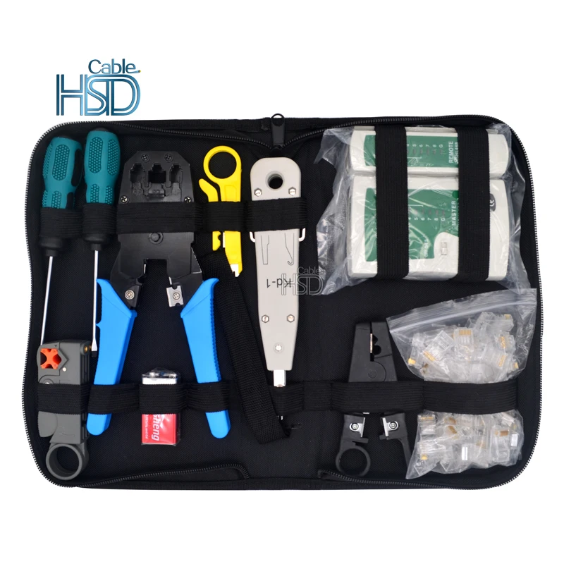 10 1 Network Tool Kit Handheld Ethernet Lan Rj45 Network Installation Crimping Combination Repair Kit Network Cables