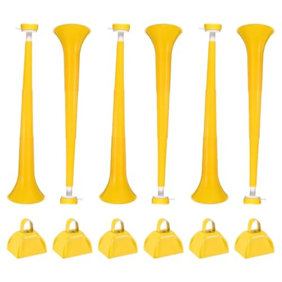 PATIKIL 6Pcs Cow Bells for Football Games 3 Inch Cowbells for Sporting Events Bulk Loud Noise Makers Metal Cow Bell with 6Pcs C