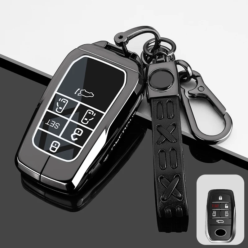 

5 6 Buttons Zinc Alloy Car Key Cover Case For Toyota Alphard 2015-2025 Remote Full Protect Shell Fob Holder Keychain Accessories