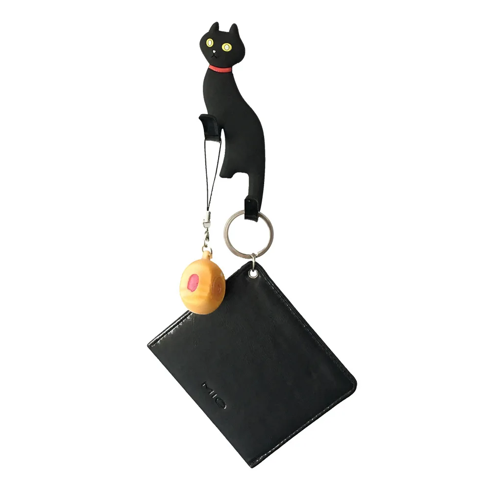 

Fridge Magnet Hooks Magnetic Organizer Creative Cartoon Black Cat Decorative Hook Punch-free Key Hanger Holder Home Organization