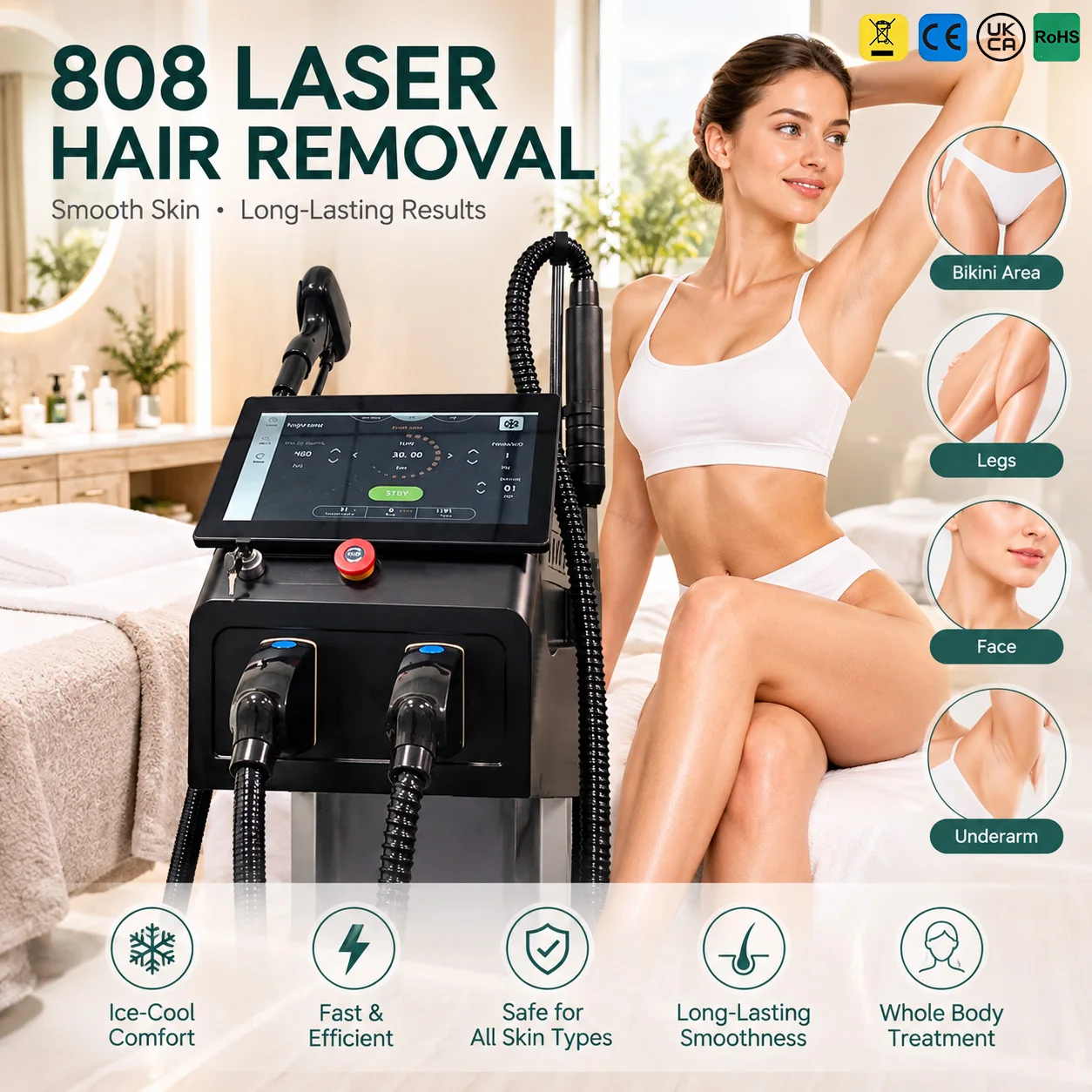 808nm Painless Hair Removal Device Pico Tattoo Machine Machine Skin Rejuvenation for Solan Spa,Beauty Salon CE Certification
