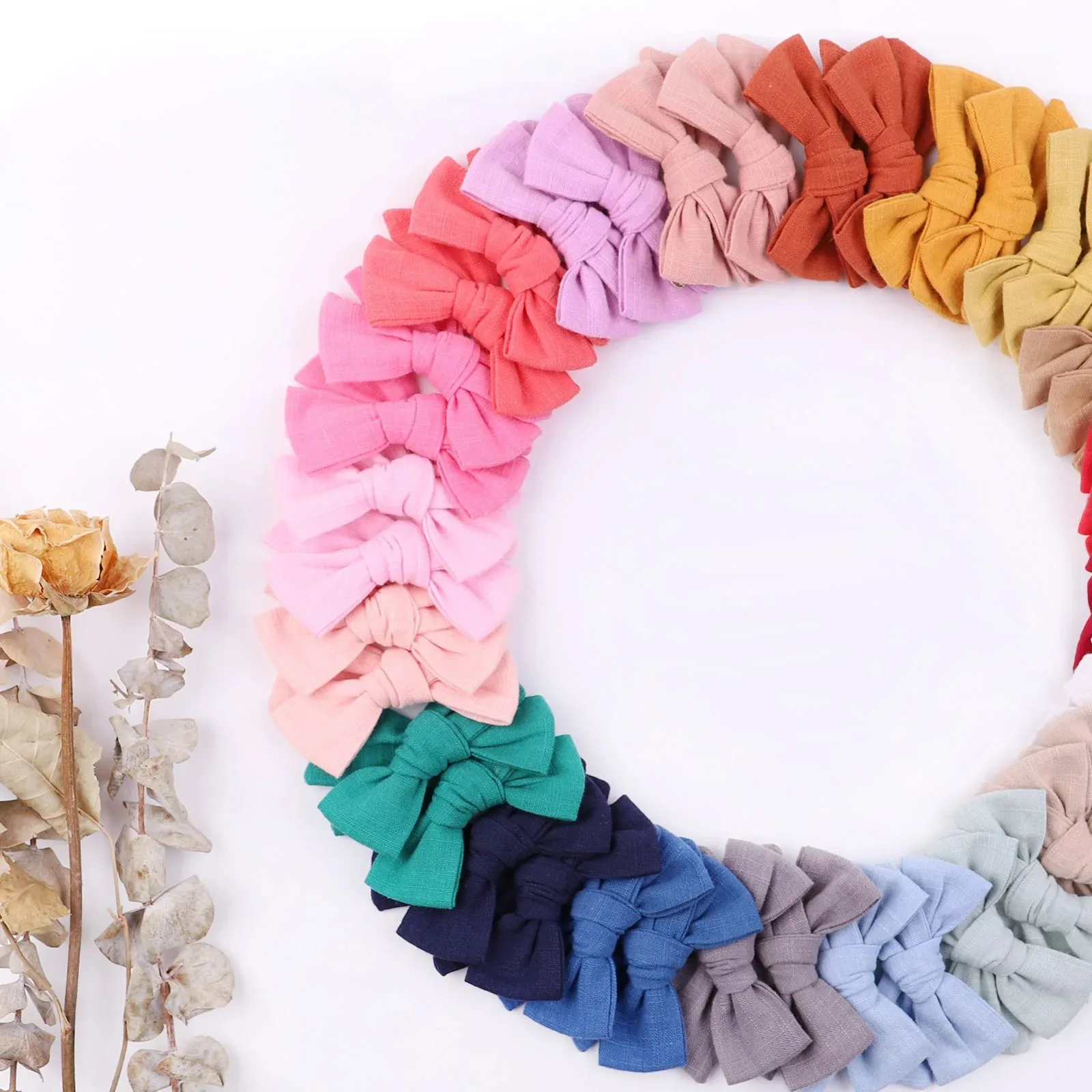 Solid Color Kids Bows Hair Clips For Baby Girls Cotton Bowknot Hairpins Children Barrettes Headwear Hair Accessories