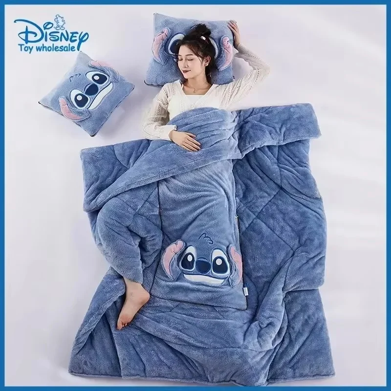 Disney Knitted Pillow Blanket 2-In-1 Blanket Dual Purpose Car Napping Blanket Kawaii Flannel Pillow Sleep Living Room Gifts