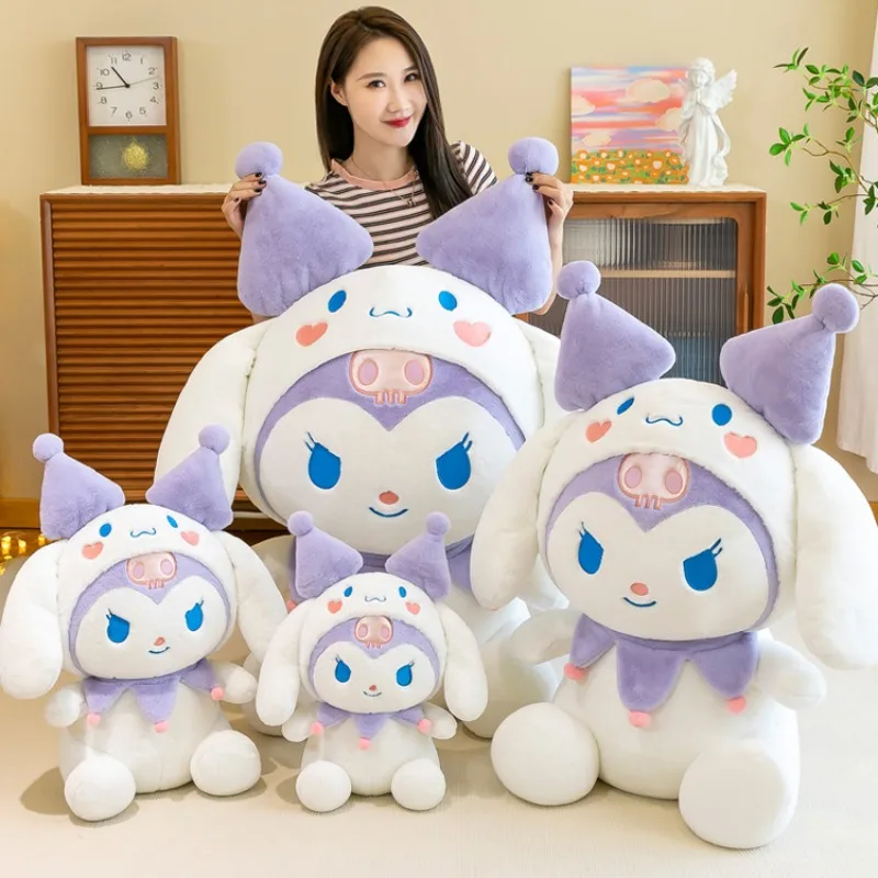 55 Cm Large Size Sanrio Kuromi Cross-dressing Cinnamoroll Plush Stuffed Doll Kawaii Children's Toy Anime Cartoon Birthday Gift