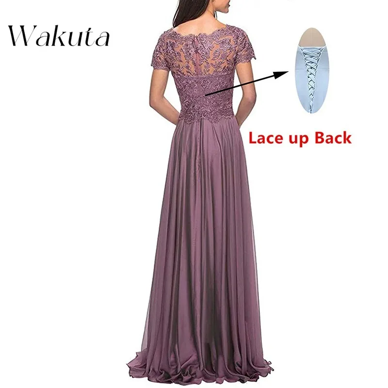 Wakuta-vestido de noche elegante con cuello en V para mujer, vestido de boda de manga corta con tirantes adelgazantes, estilo Presidente de banquete, Oriente Medio