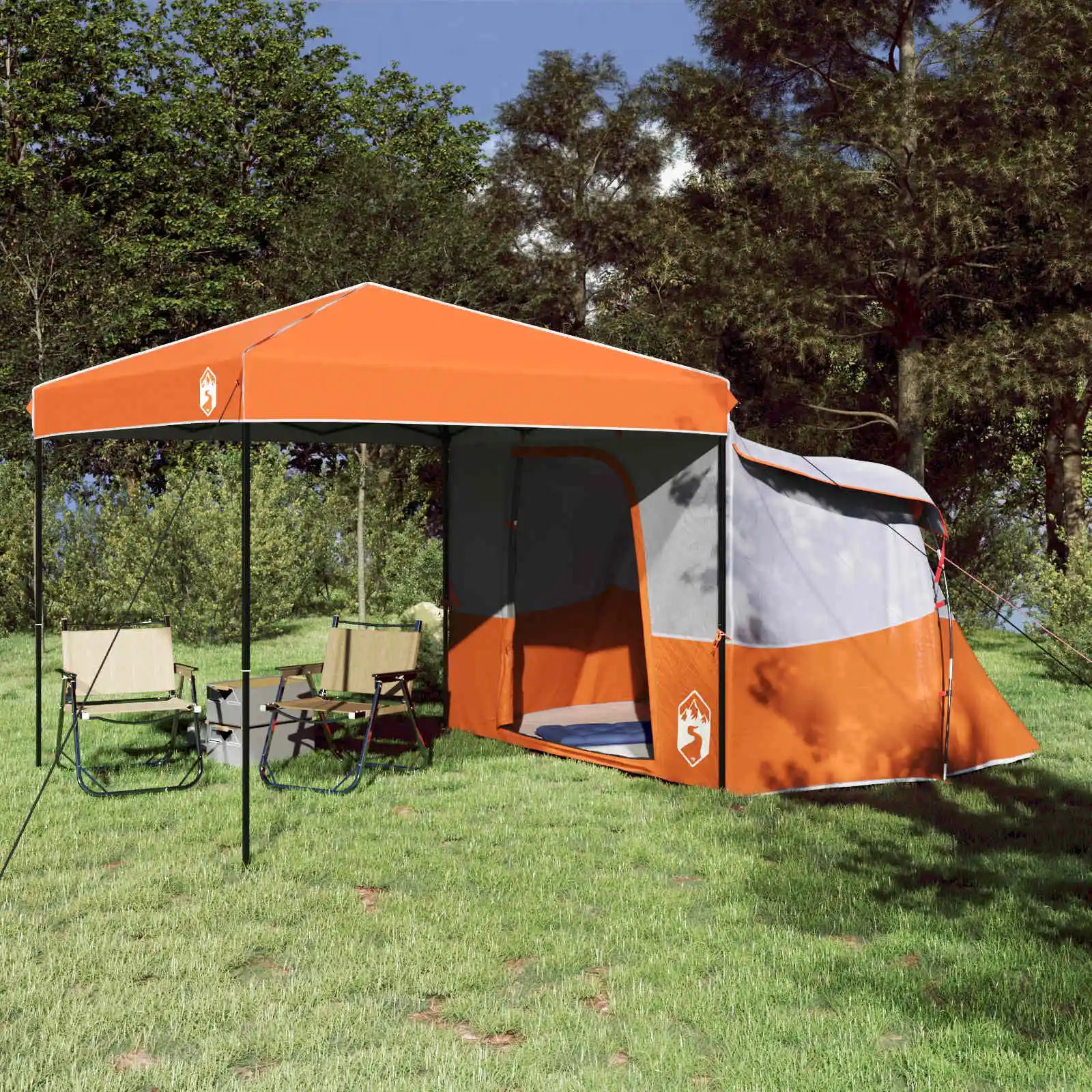 Ensemble de 2 tentes de camping en taffetas orange et tissu occultant, imperméables et coupe-vent, pour festivals, randonnées, camping, pêche