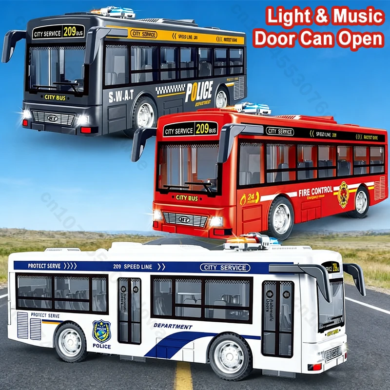 

Bus Model Light Sound Door Open Diecast Pull Back Vehicles Toy Inertia Car City Tour Bus Double Decker Sightseeing Toys for Boys