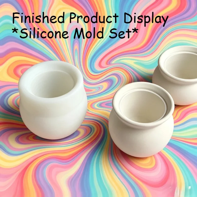 DNEJIU Silicone Molds for Resin, Epoxy, Candle Making - Heavy-Duty Reusable Round Flower Pot Molds with Open-Top Design