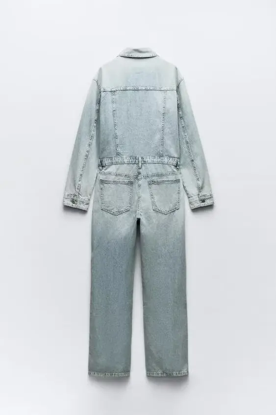 2024년 봄 여성용 루즈핏 패셔너블 캐주얼 데님 오버롤 하이웨이스트 와이드 레그 팬츠 롱 트라우저 다용도 슬레