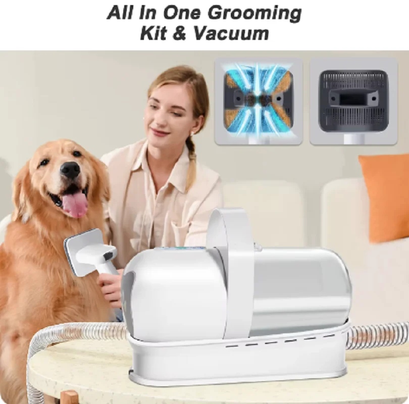 Pet Hair Vacuum Cleaner Dog Grooming Vacuum Cat Hair Dryer 7in1 Pet Grooming Kit Dogs Cats Shedding Hair Dryer Vacuum Cleaner