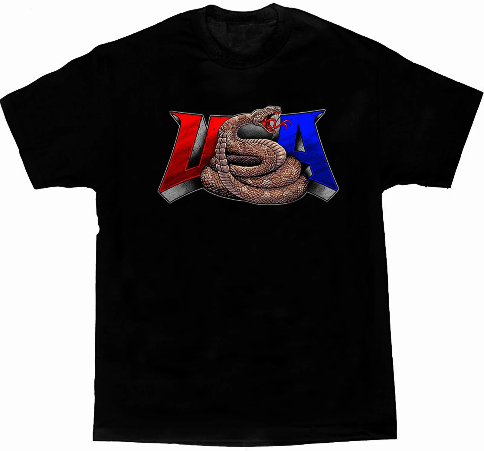 USA Nation Symbolism Rattlesnake 2nd Amendment T-Shirt 100% Cotton O-Neck Short Sleeve Summer Casual Mens T-shirt Streetwear