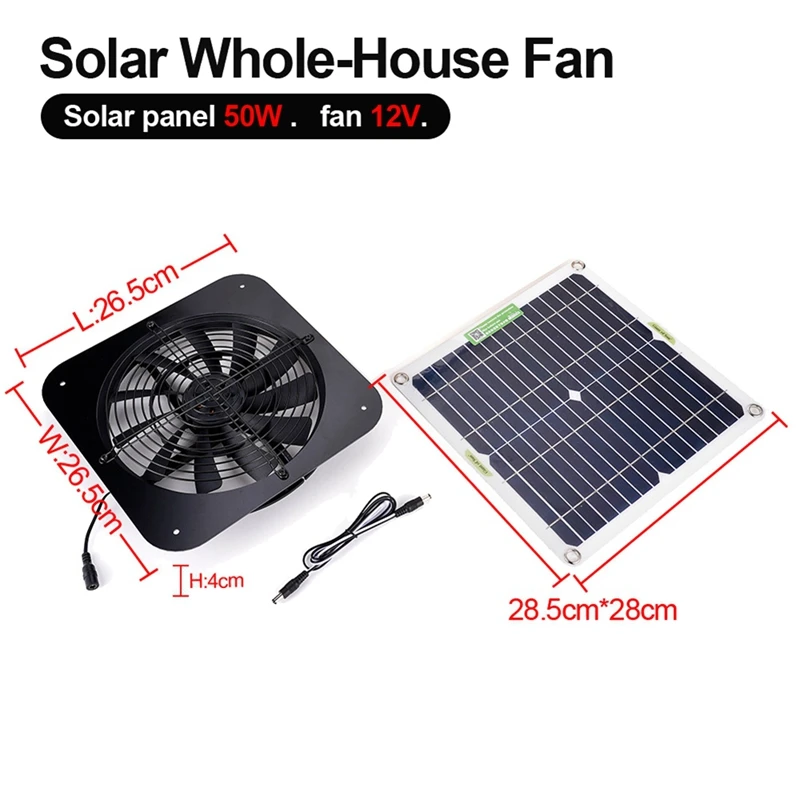 Panel Solar monocristalino con soporte de ventilador de escape de 13,5 pulgadas, Ventilación de ventilador fotovoltaico, Panel Solar de refrigeración
