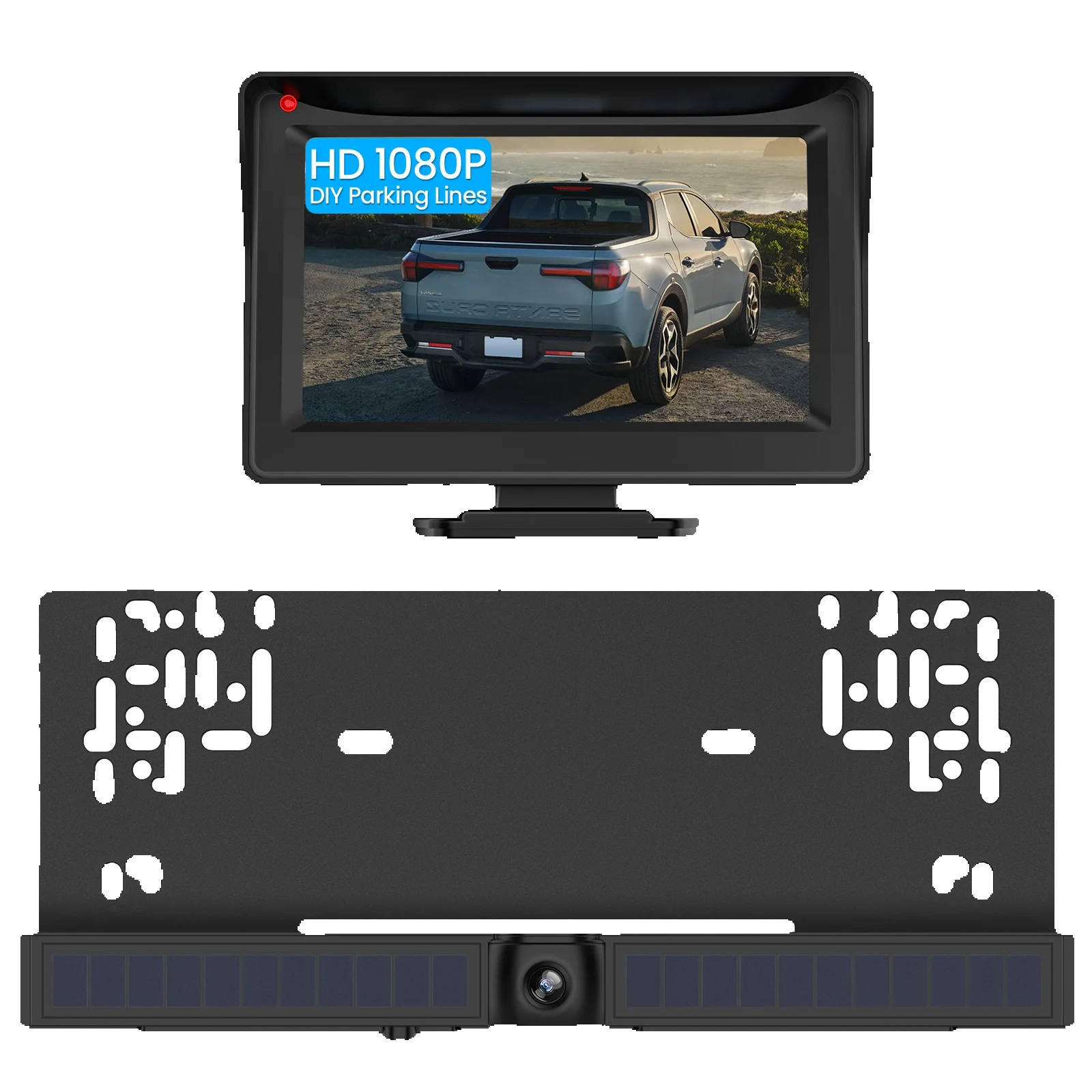 4,3-Zoll-Solar-Rückfahrkamera für Auto, Wohnmobil, LKW, Anhänger, Pickup, 12V-32V, Auto-Monitor, 1080P HD WIFI Rückfahrkamera