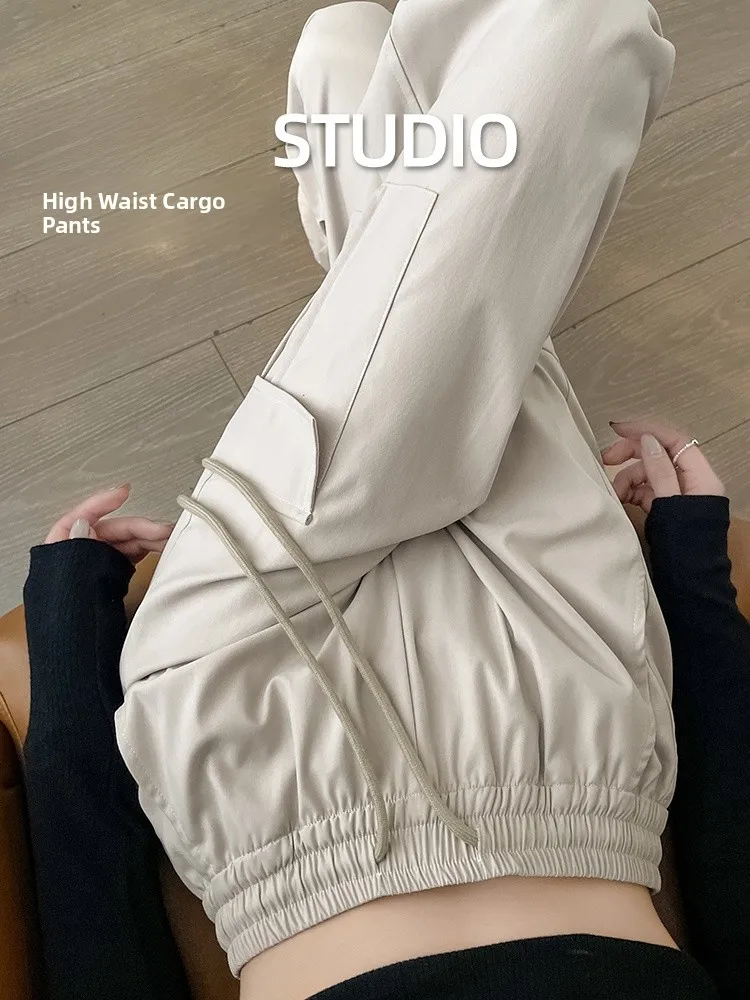 

Женские повседневные брюки с высокой талией, свободного прямого кроя, в американском ретро-стиле, быстросохнущие, для работы, весна-осень, новые, модные, стильные, D...