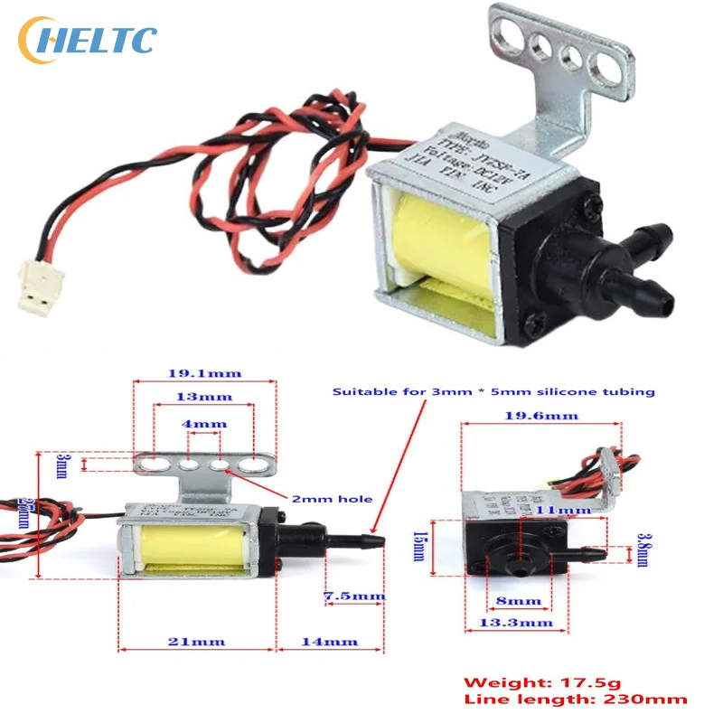 1/3/5PC Micro Electric Solenoid Valve 12V 2-Way Normally Open Air Water Valve Air Gas Water Flow Control Valve DIY Sweeper Robot