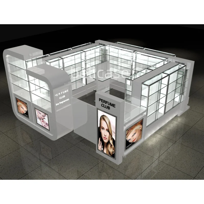 Customized. fashion design makeup showcase modern glass counter perfume display cabinet perfume kiosk stands mall Perfume bo