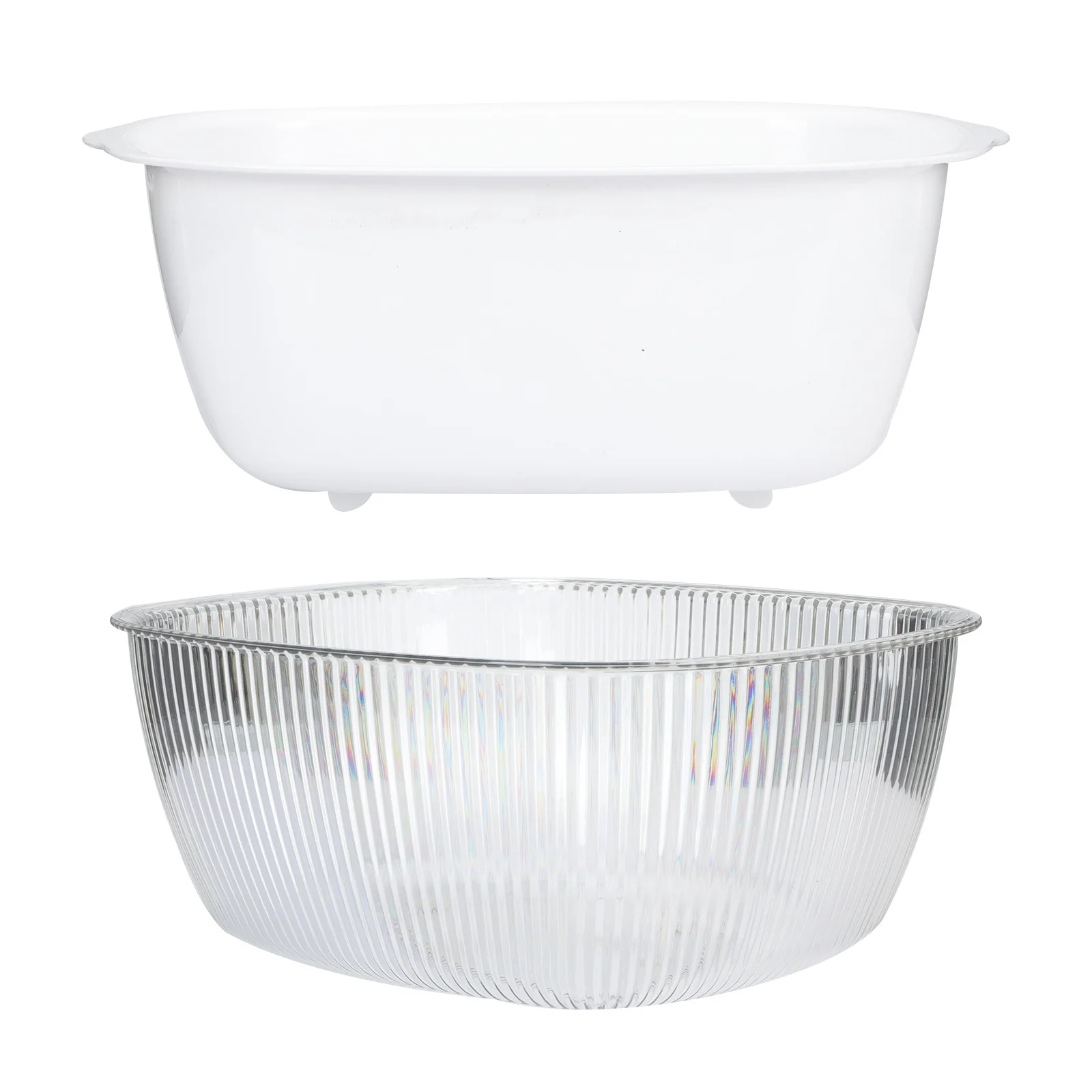 

1 set Double Layer Wash Basket Detachable Drain Holder Vegetable Fruit Storage Kitchen Gadget Filtering Draining Container For