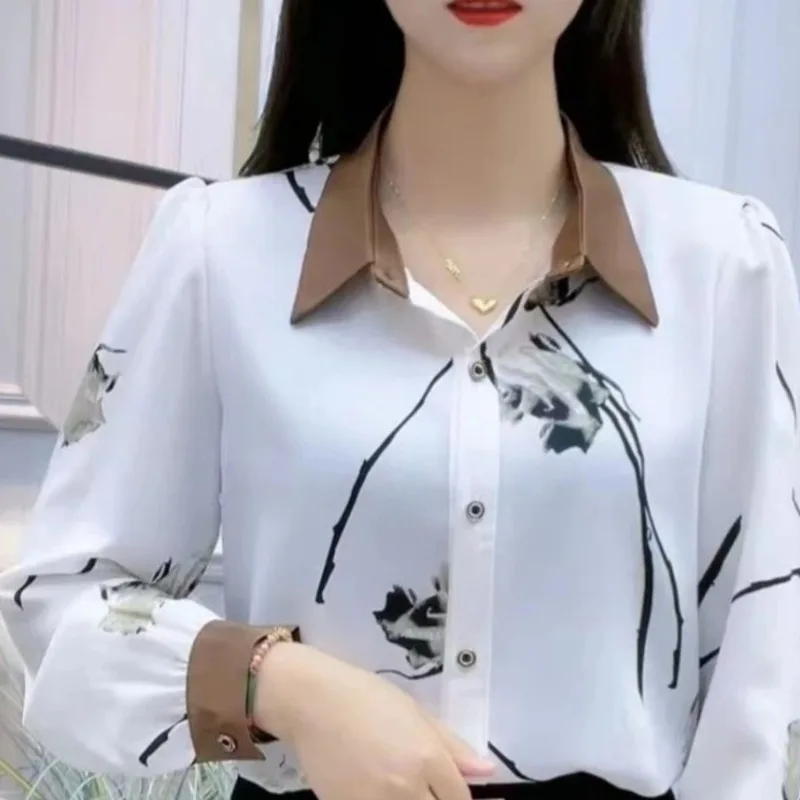 

Spring and Autumn Women's Square Neck Long Sleeve Cardigan Button Spliced Flower Letter Printing Commuter Fashion Casual Tops