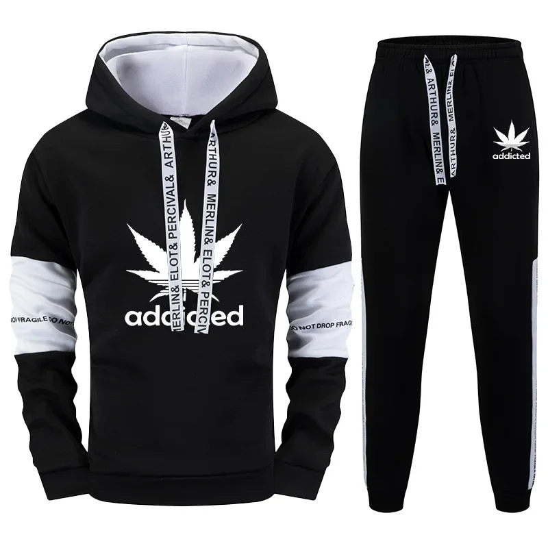 Urban Fashion Hoodies Tracksuit 2025 Trendy Print Men's Hooded Sweatshirt Jogger Pants Autumn Winter Daily Casual Sporty Outfit