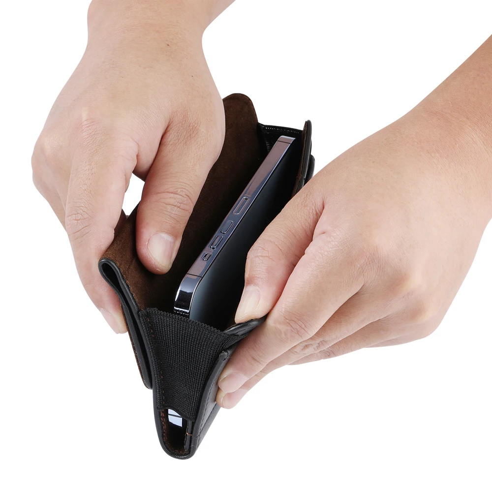 Etui kabura na telefon z klipsem do paska, skórzana saszetka biodrowa na iPhone 17 16 15 14 Pro Max Samsung S24 S23 Huawei Xiaomi — zdjęcie produktu 4