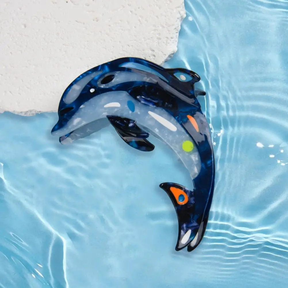 

Design Hair Accessory Ocean Series Women Hair Claw with Dolphins Whales Design Hair Clip for Back Head Stylish Accessory Alloy