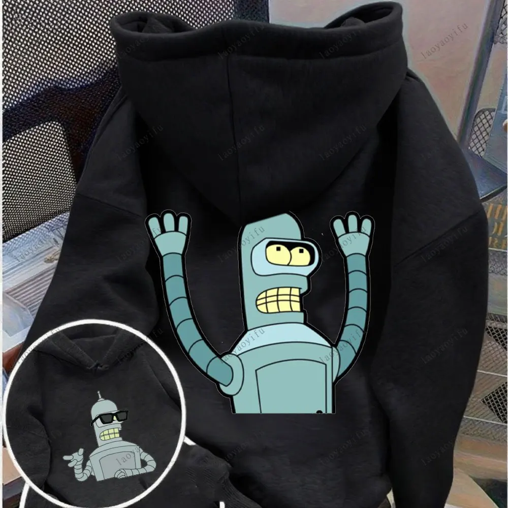 Futurama Hoodie Funny Robots Men Hoodie Cartoon Pullover New Casual Simple Versatile Sweatshirt Aesthetic Sportswear