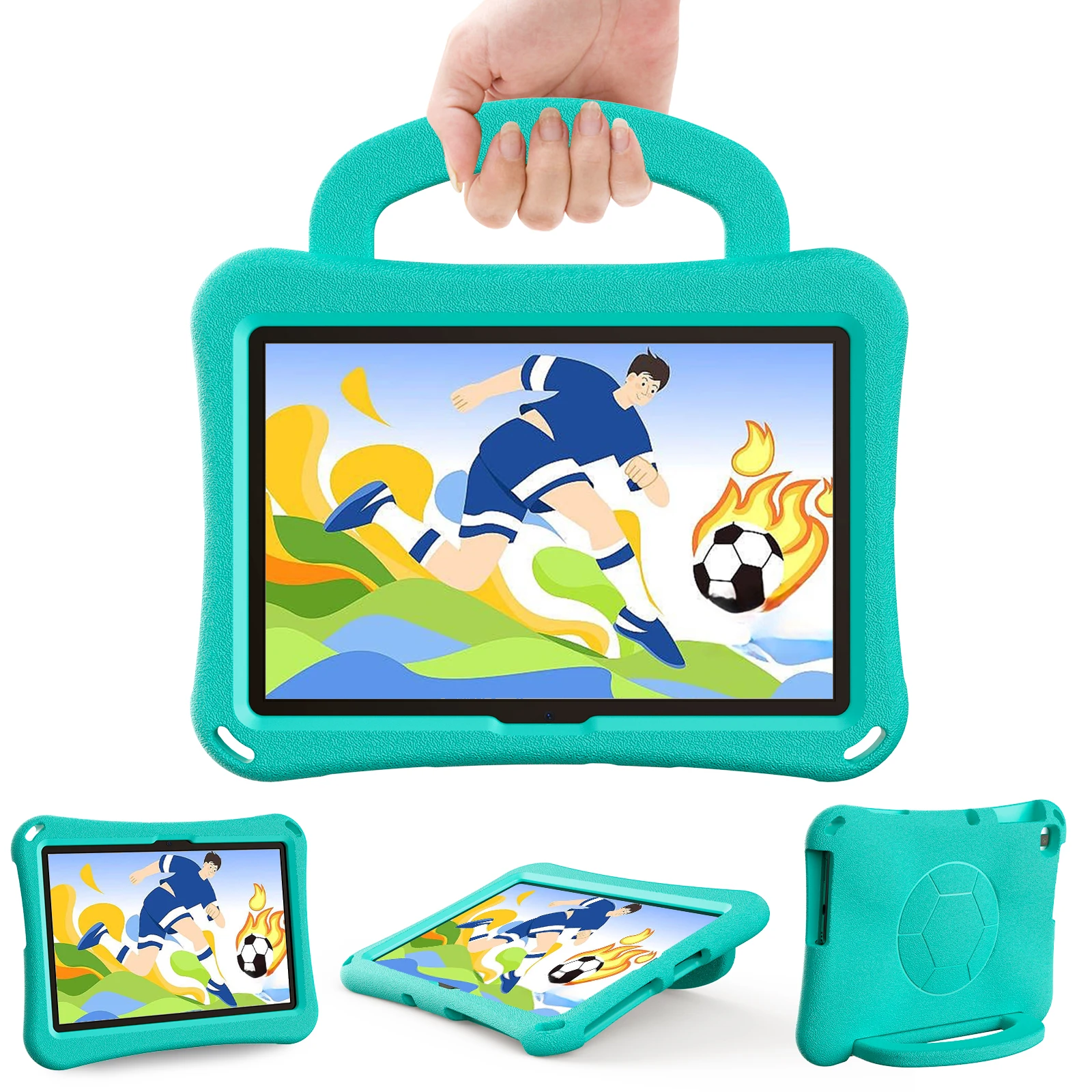 Kids Case for Lenovo Tab M10 3rd Gen 2022 TB328FU TB328XU 10.1 inch EVA Soft Football Netting Style Cover with Shoulder Strap