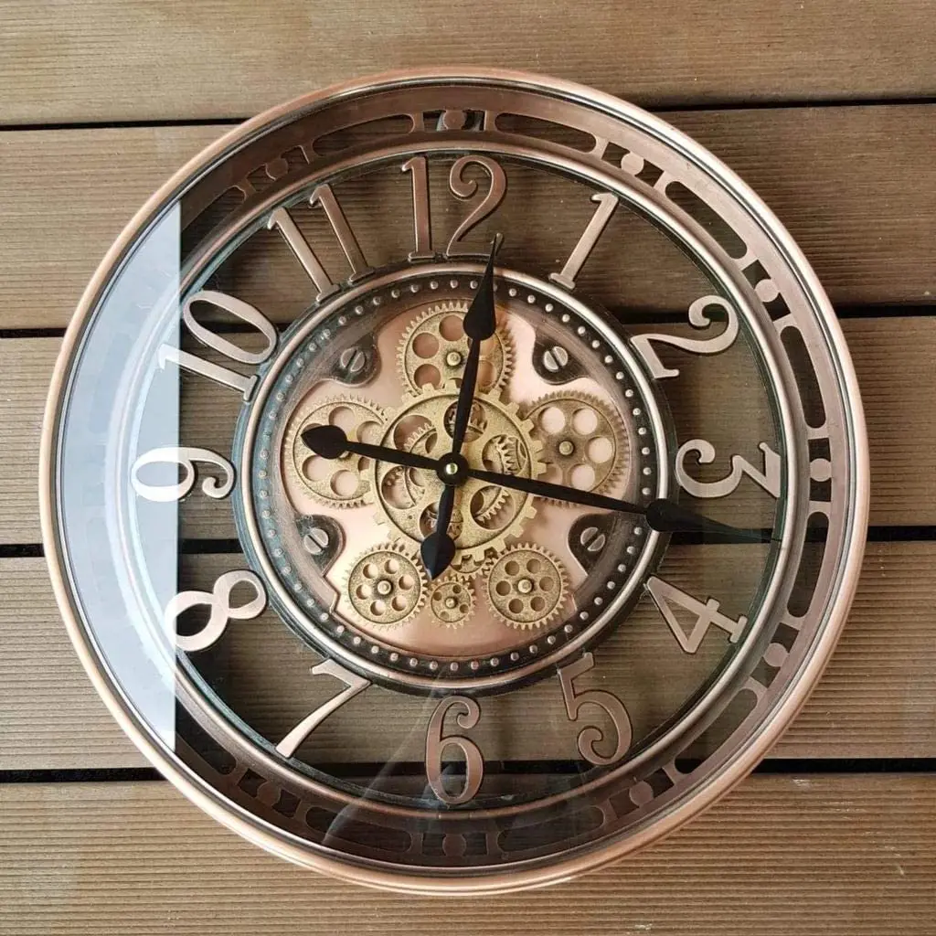21 Inch Metal Copper Clocks Moving Gear Wall Clock for Home Living Room Decor Wall Clock Moving Gear