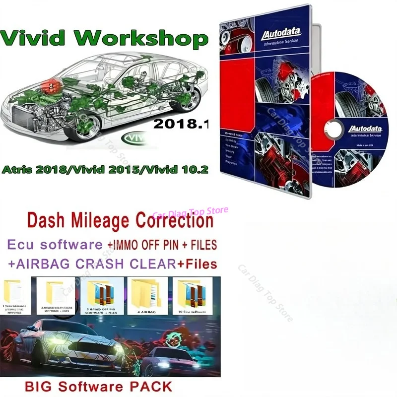 Autodata 3.45 Car Software + Vivid Workshop Data Atris-Stakis Technik 2018.01V Multi + Immo Airbag DASH MILLEAGE CORRECTION