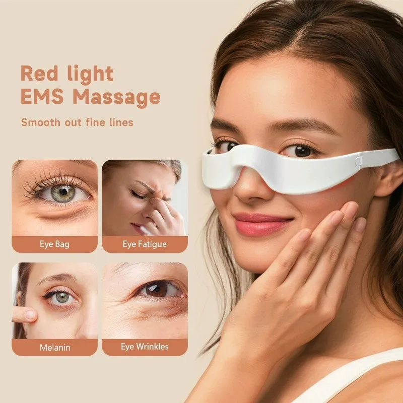 Red Light EMS Eye Massager Electric Vibration Under Eyes Massage Removal Eye Wrinkles Eye Fatigue Relief Beauty Device