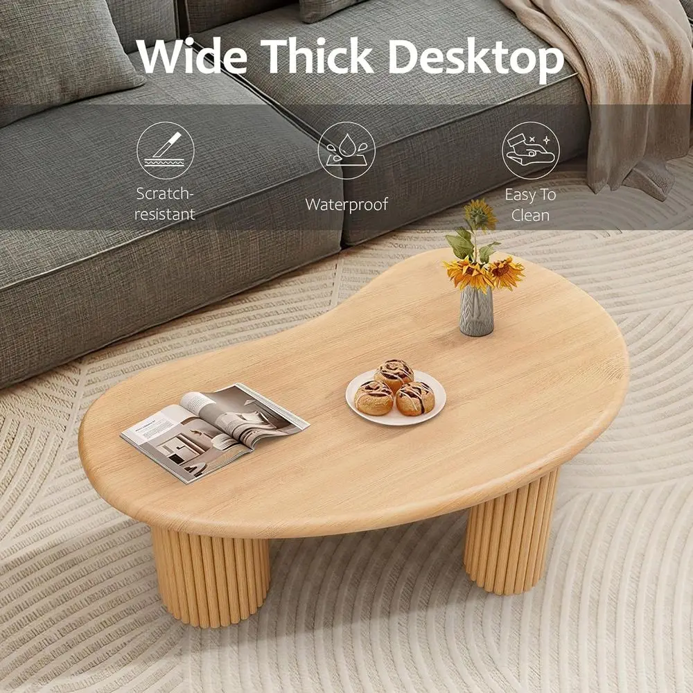Mesa de Centro de Madera Rústica, Mesa de Salón de 39 Pulgadas, Mesa Auxiliar Compacta con Base Resistente para Espacios Pequeños (Natural)